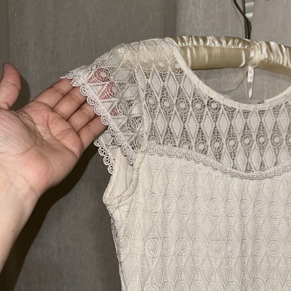 Blackout S Ivory Cap Sleeve Lace A-Line Dress - Picture 7 of 12